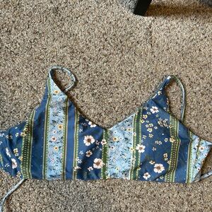 Floral Striped Bikini Top Small